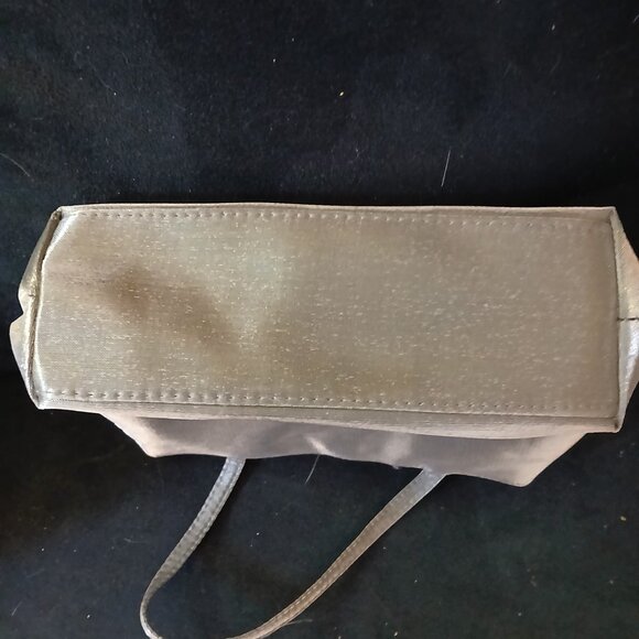 Eves Rocher Women's Small Metallic Grey Fabric Tote  Purse - Picture 3 of 4